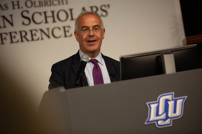 David Brooks presenting at the 2019 CSC at LCU